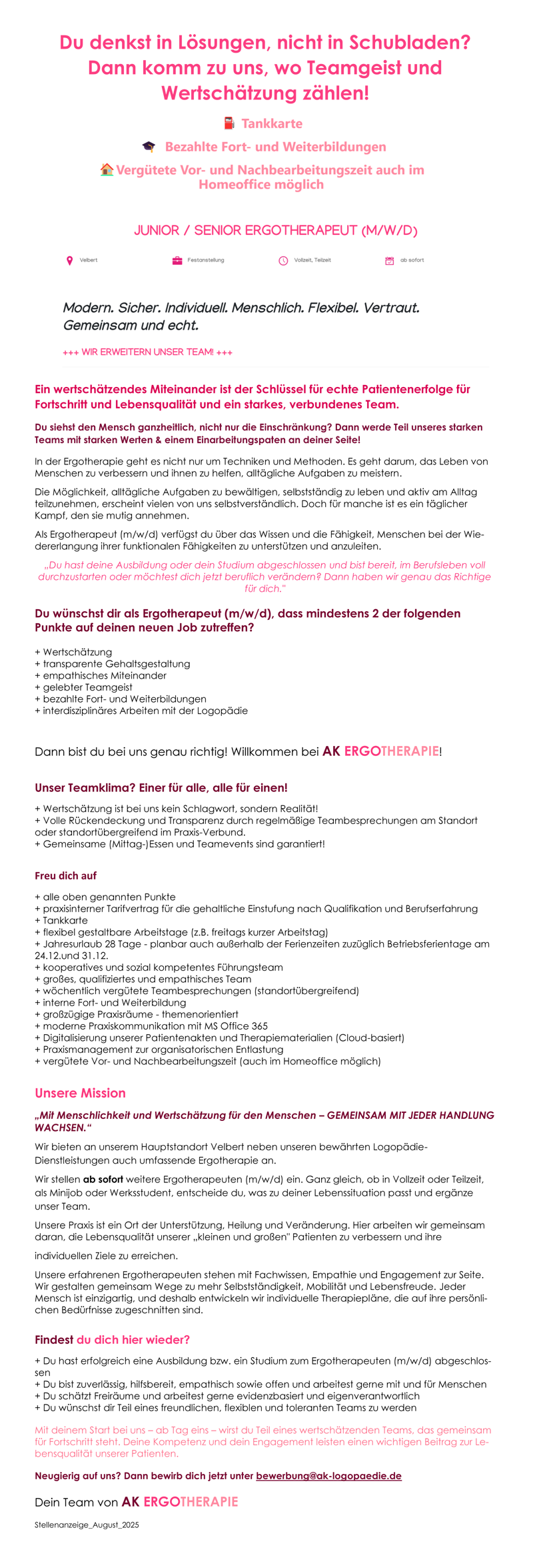 Du denkst in Lösungen, nicht in Schubladen? Dann komm zu uns, wo Teamgeist und Wertschätzung zählen! 