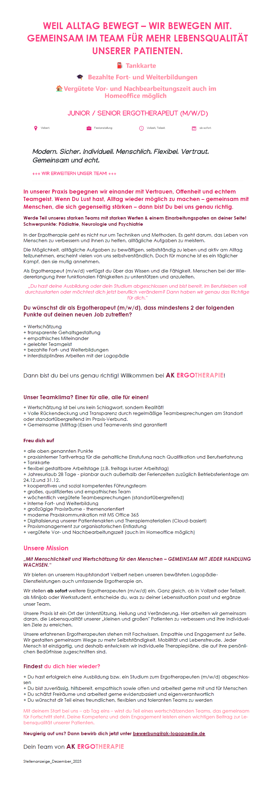 Weil Alltag bewegt – und wir mitbewegen. Gemeinsam im Team für mehr Lebensqualität unserer Patienten. SCHWERPUNKTE: PÄDIATRIE, NEUROLOGIE UND PSYCHIATRIE