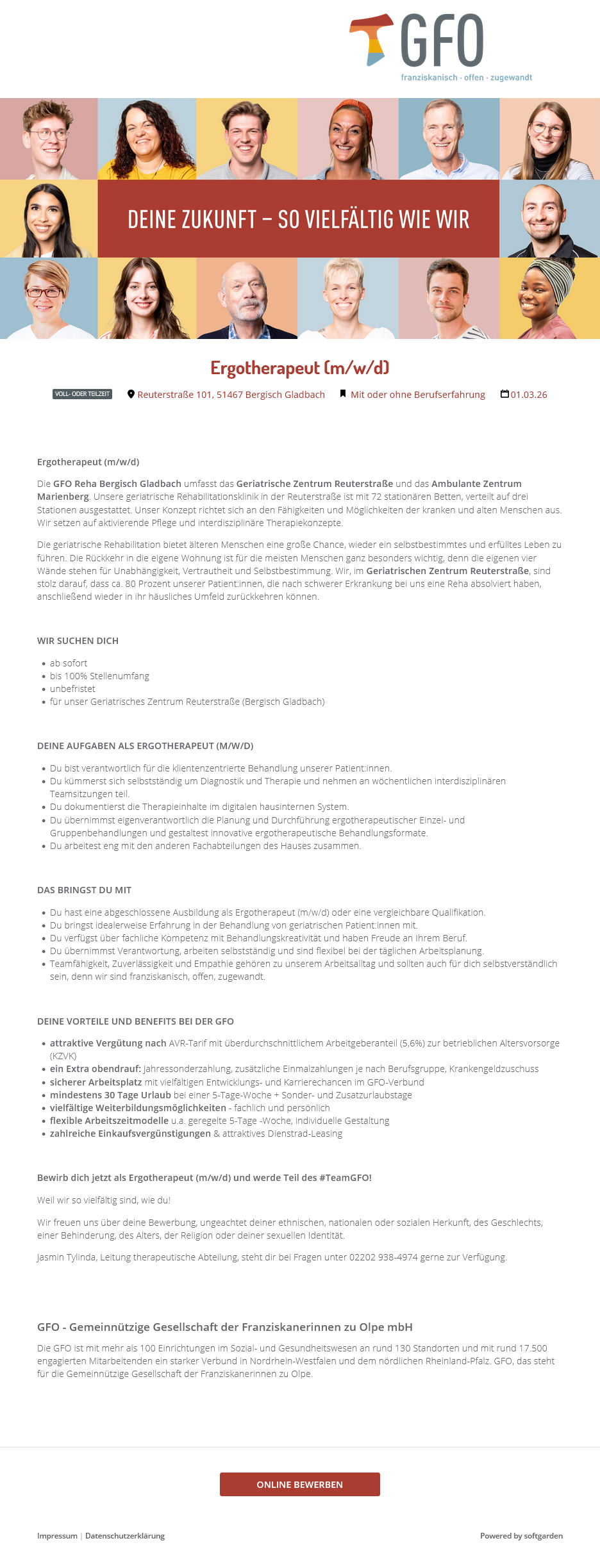 Ergotherapeut (m/w/d) - GFO Reha Bergisch Gladbach