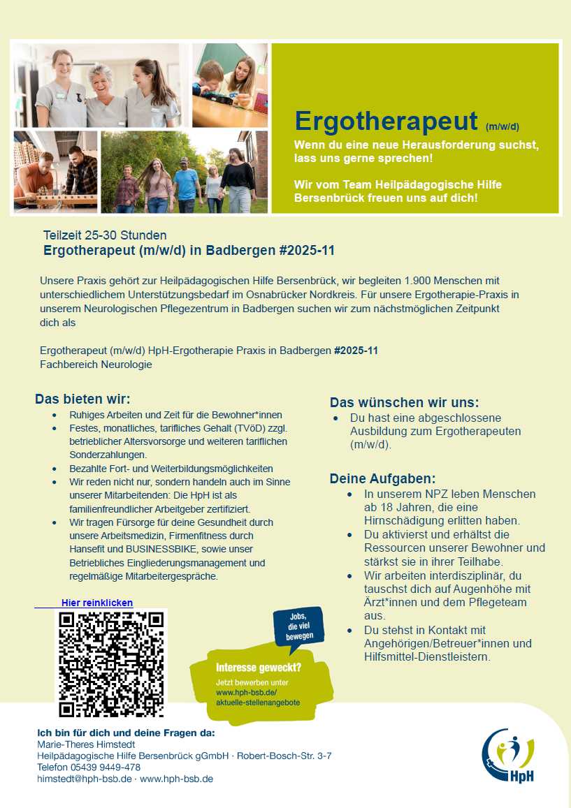Ergotherapeut (m/w/d - Heilpädagogische Hilfe Bersenbrück gGmbH, 49593 Bersenbrück