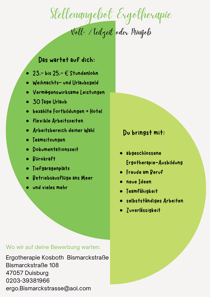Ergotherapeut (m/w/d) - Ergotherapie Kosboth, Bismarckstra&szlig;e, 47057 Duisburg