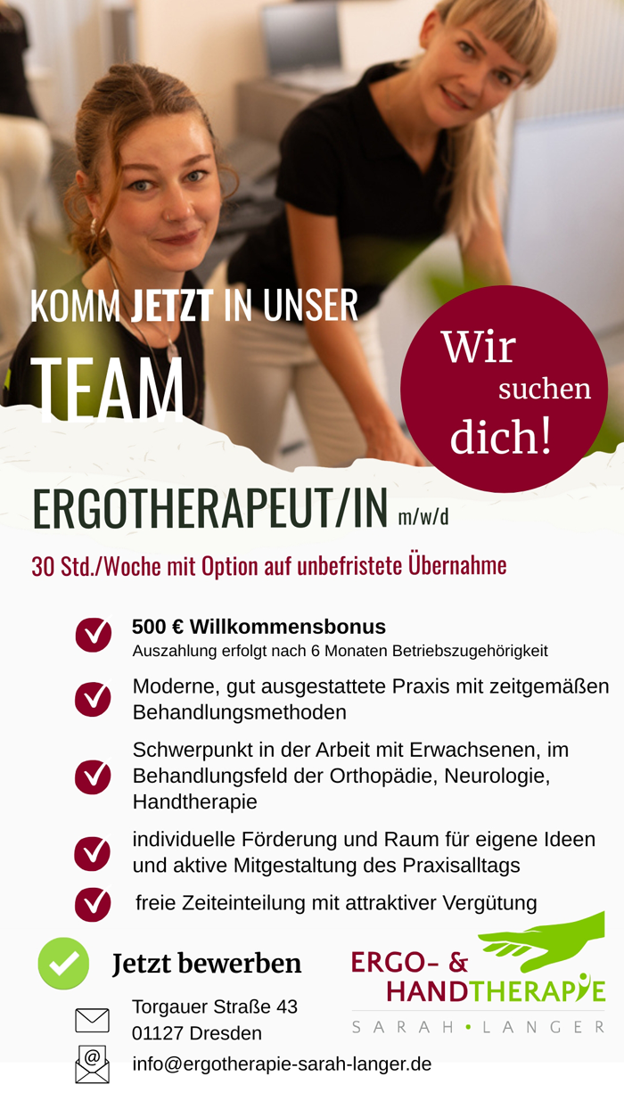 Ergotherapeut/in m/w/d - Ergo- und Handtherapie Sarah Langer, 01127 Dresden