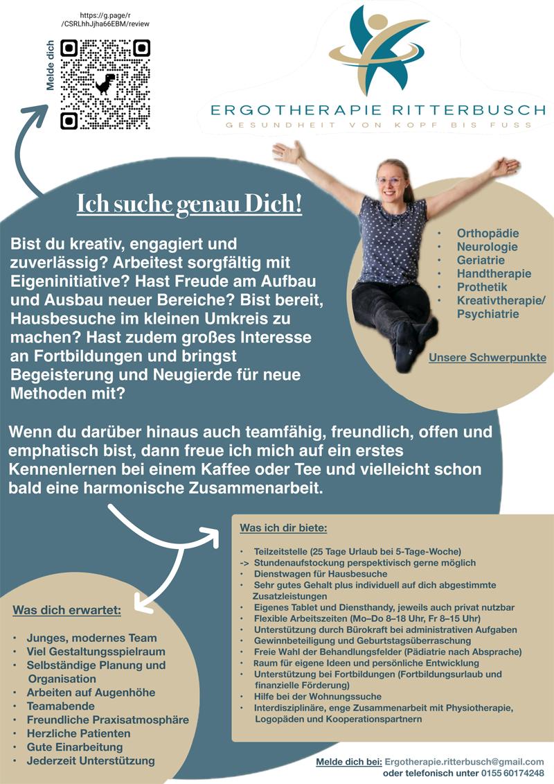 Ergotherapeut (m/w/d), Teilzeitstelle  - Ergotherapie Ritterbusch, 25355 Barmstedt