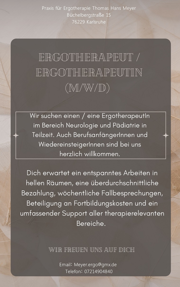 Ergotherapeut/in (m/w/d) - Praxis für Ergotherapie Thomas Hans Meyer, 76229 Karlsruhe