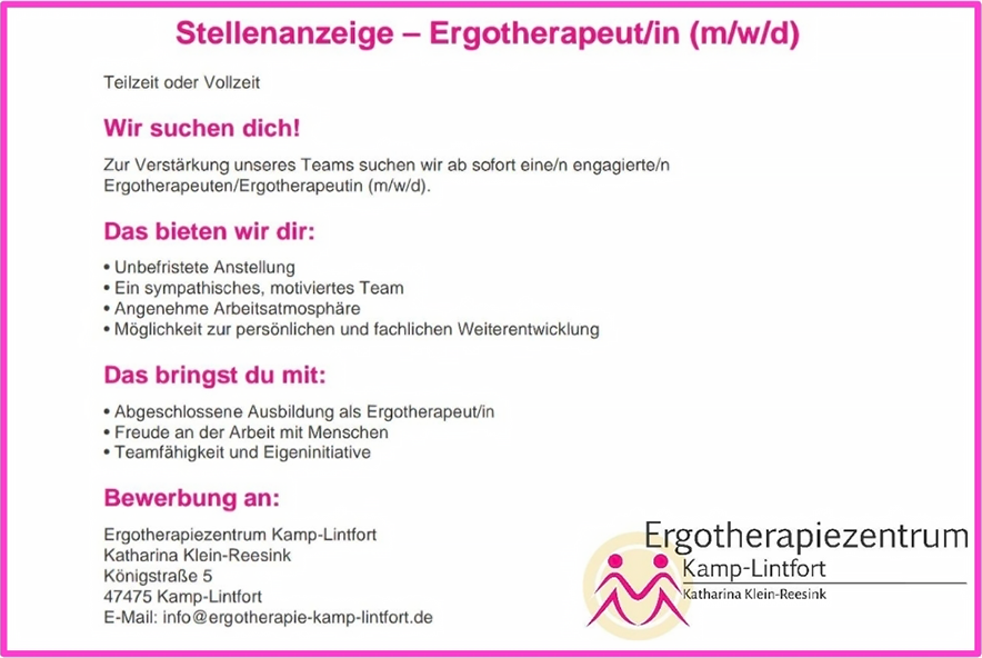 Ergotherapeut/in (m/w/d) - Ergotherapiezentrum Kamp-Lintfort