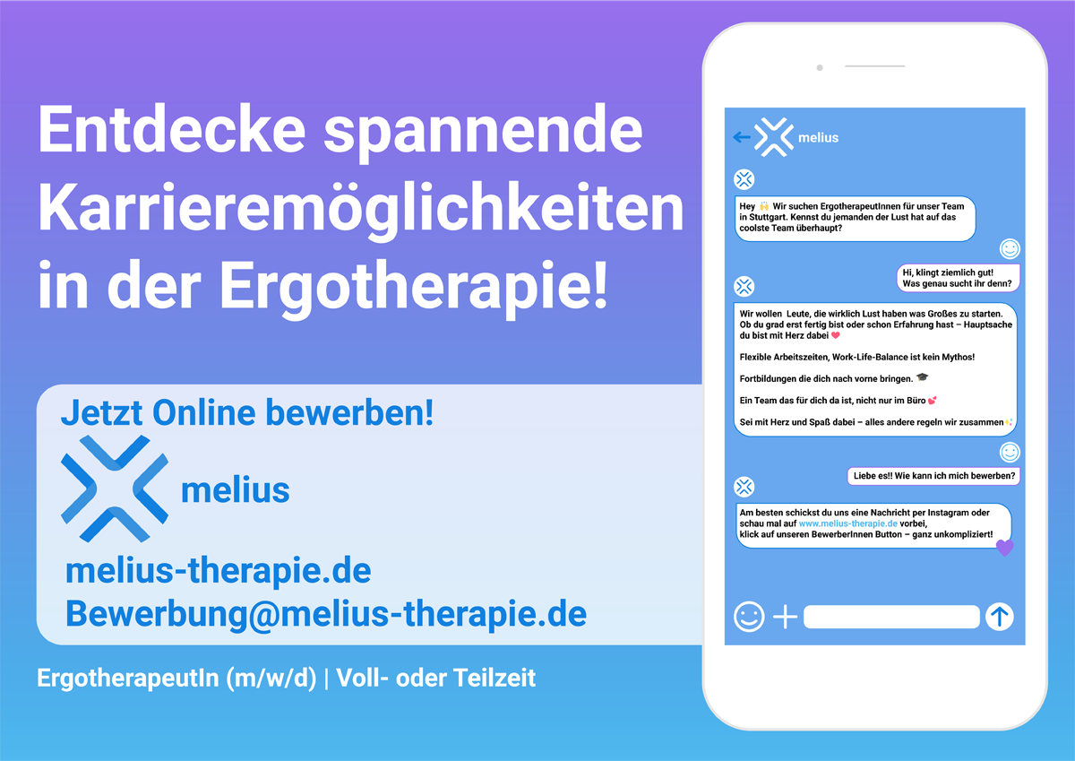 ErgotherapeutIn (m/w/d) | Voll- oder Teilzeit - MELIUS THERAPIE Stuttgart