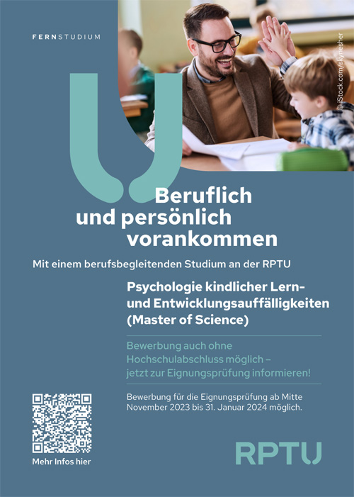 Berufsbegleitende Fernstudiengang „Psychologie kindlicher Lern- und Entwicklungsauffälligkeiten“ (Master of Science) der Rheinland-Pfälzischen Technischen Universität Kaiserslautern-Landau