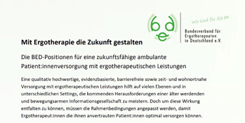 Mit Ergotherapie die Zukunft gestalten - BED e.V. Positionspapier