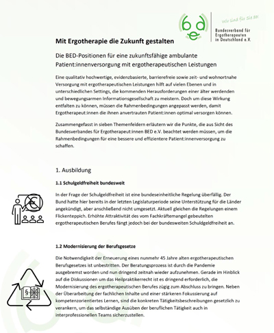 Mit Ergotherapie die Zukunft gestalten - BED e.V. Positionspapier