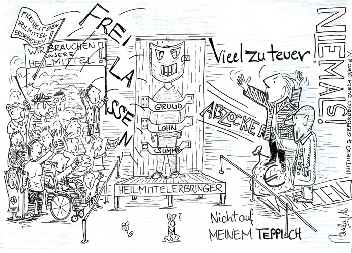 BED e.V. Karikatur zum Thema GLS Befreiung